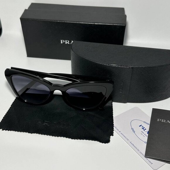 Authentic PRADA cat eye acetate black sunglasses - Picture 2 of 9